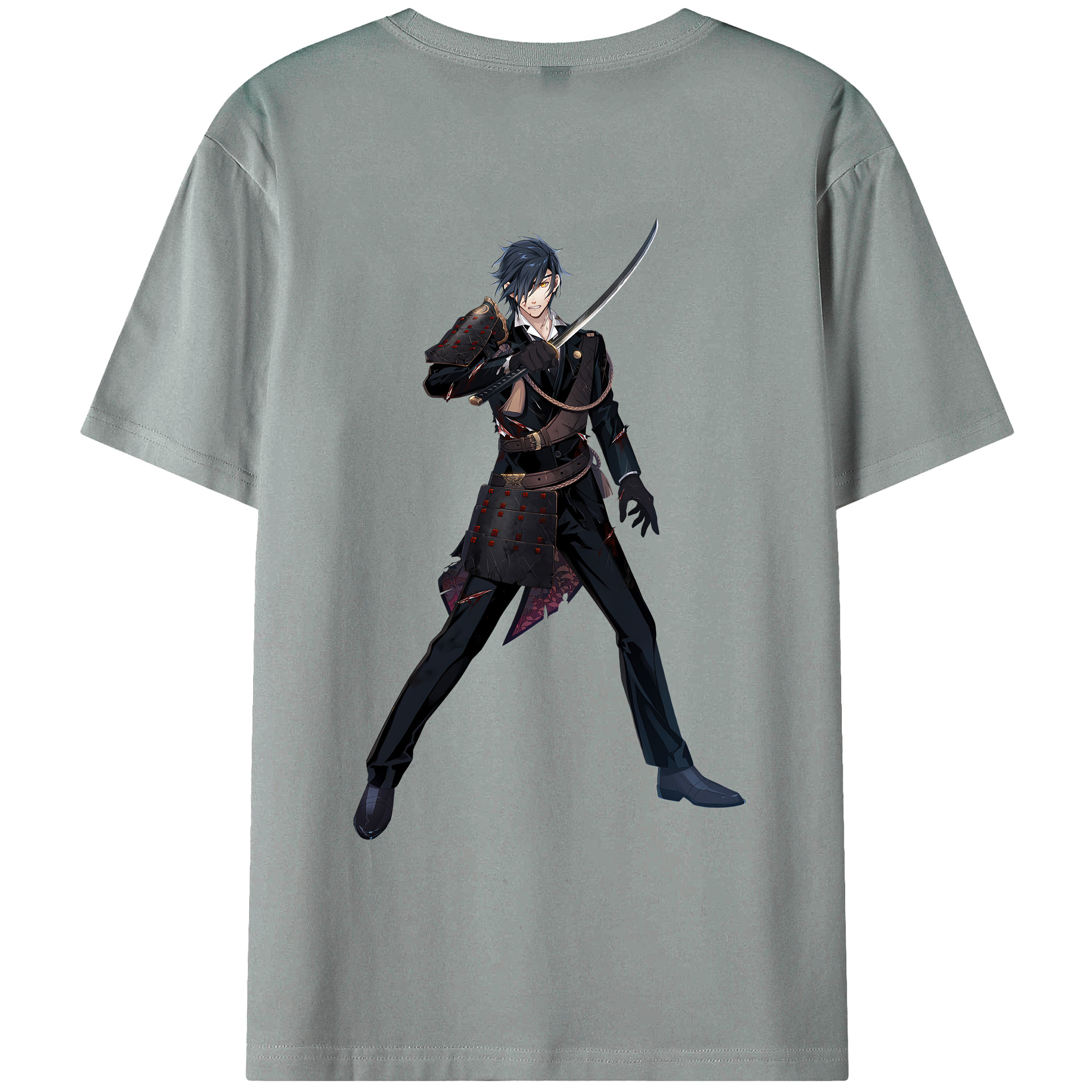 （画像用） 刀剣乱舞 Touken Ranbu 綿100％ メンズ半袖Tシャツ（バックプリント） 通気性
